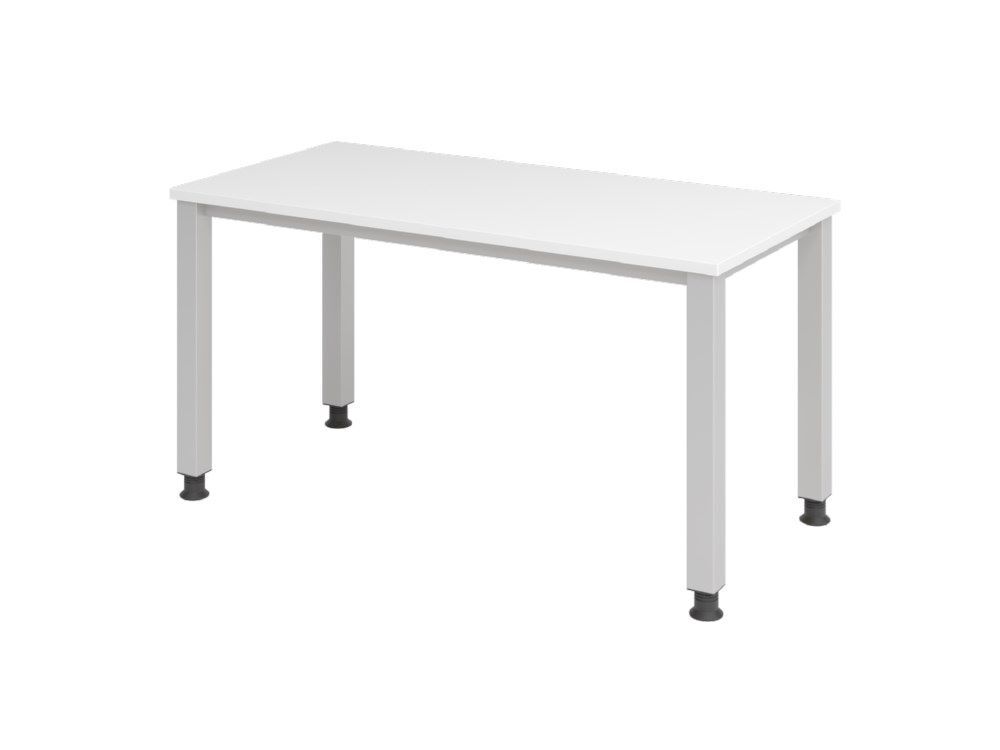 Hammerbacher Schreibtisch 4 Fuß-rund 140 x 67 cm Weiß Silber Produktbild Hammerbacher Schreibtisch 4 Fuß-rund 140 x 67 cm Weiß Silber