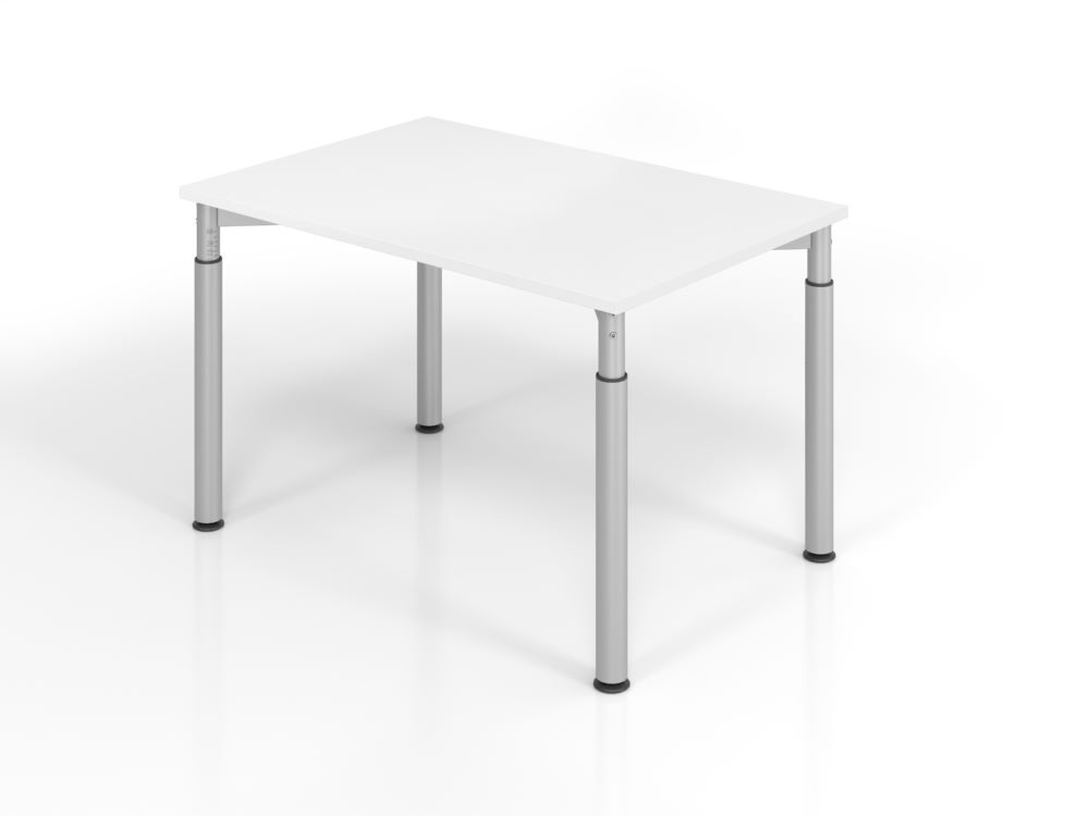 Hammerbacher YS12 Schreibtisch 4 Fuß 120 x 80 cm Weiß / Silber höheneinstellbar Produktbild Hammerbacher YS12 Schreibtisch 4 Fuß 120 x 80 cm Weiß / Silber höheneinstellbar