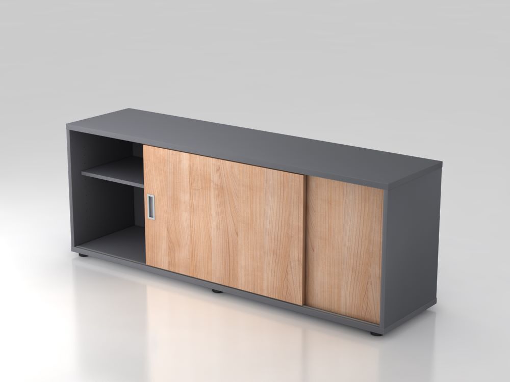 Hammerbacher Sideboard 160 x 59,6 cm beidseitig nutzbar Graphit Nussbaum Produktbild Hammerbacher Sideboard 160 x 59,6 cm beidseitig nutzbar Graphit Nussbaum