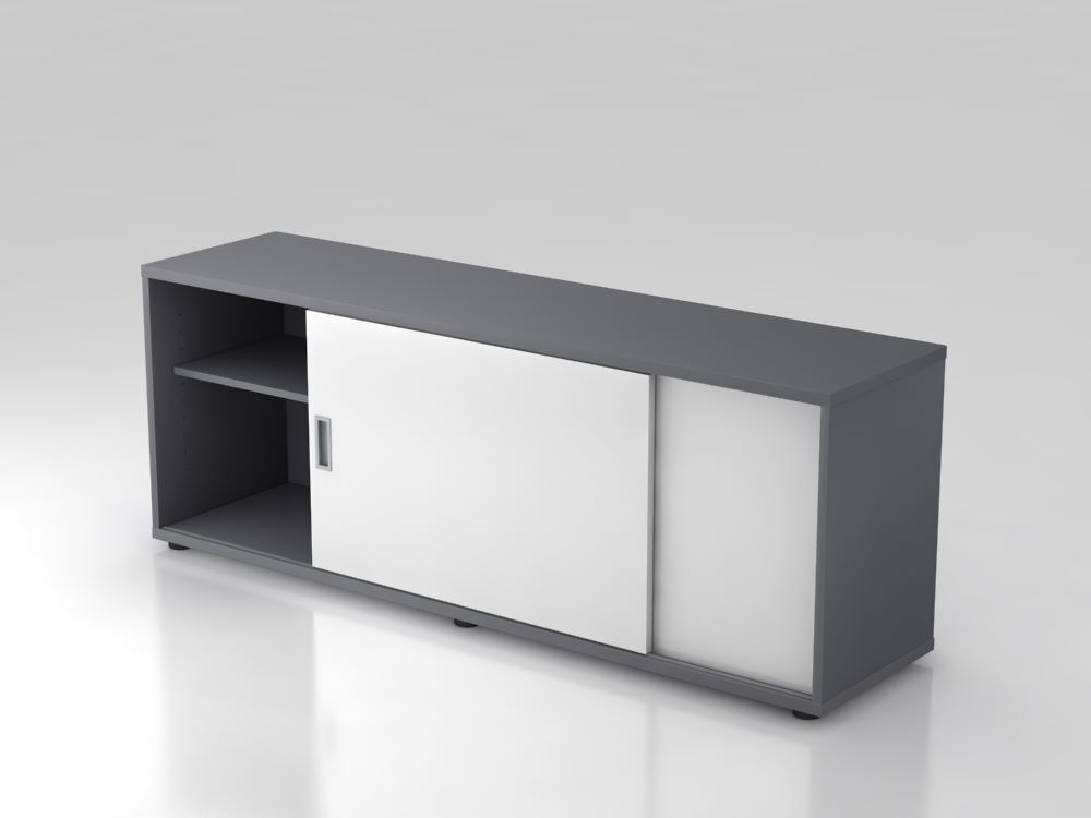 Hammerbacher Sideboard 160 x 40 x 59,6 cm beidseitig nutzbar Graphit Weiß Produktbild Hammerbacher Sideboard 160 x 40 x 59,6 cm beidseitig nutzbar Graphit Weiß