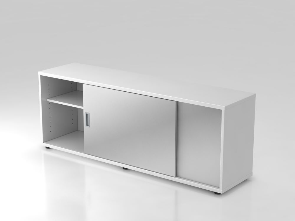 Hammerbacher Sideboard 1,5OH 160 x 40 x 59,6 cm Farben Weiß und Silber Produktbild Hammerbacher Sideboard 1,5OH 160 x 40 x 59,6 cm Farben Weiß und Silber