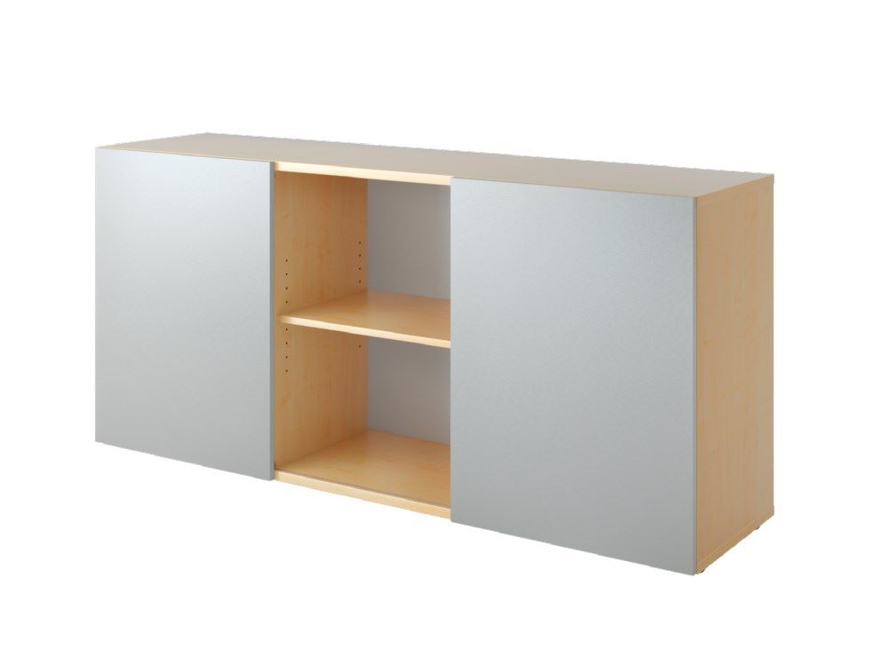 Hammerbacher Sideboard 2OH mit Schiebetüren Ahorn/Silber Breite 160 x Tiefe 42 x Höhe 74,8 cm Produktbild Hammerbacher Sideboard 2OH mit Schiebetüren Ahorn/Silber Breite 160 x Tiefe 42 x Höhe 74,8 cm