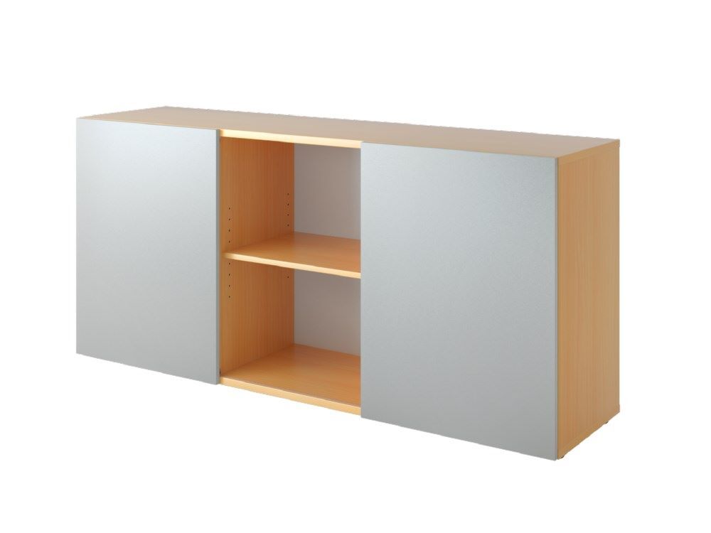 Hammerbacher Sideboard 2 OH mit Schiebetüren B 160 x T 42 x H 74,8 cm Buche / Silber Produktbild Hammerbacher Sideboard 2 OH mit Schiebetüren B 160 x T 42 x H 74,8 cm Buche / Silber