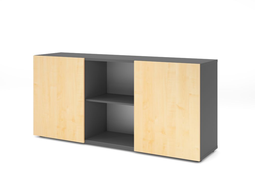 Produktbild Hammerbacher Sideboard 2OH mit Schiebetüren Graphit/Ahorn