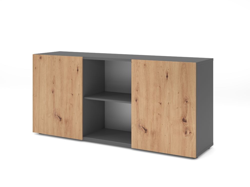 Produktbild Hammerbacher Sideboard 2OH mit Schiebetüren Graphit/Asteiche