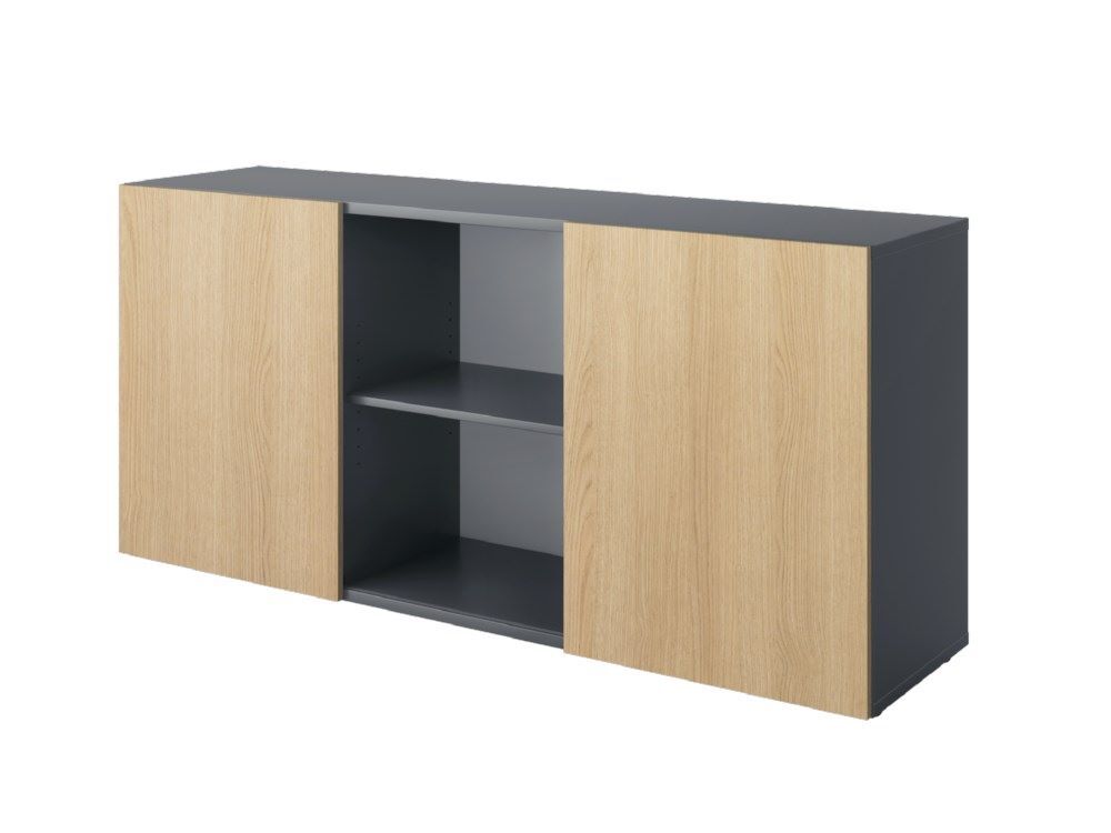 Hammerbacher Sideboard 2 OH mit Schiebetüren Graphit / Eiche Breite 160 cm Produktbild Hammerbacher Sideboard 2 OH mit Schiebetüren Graphit / Eiche Breite 160 cm
