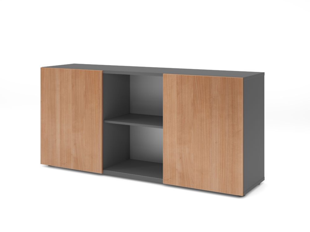Produktbild Hammerbacher Sideboard 2OH mit Schiebetüren Graphit/Nussbaum