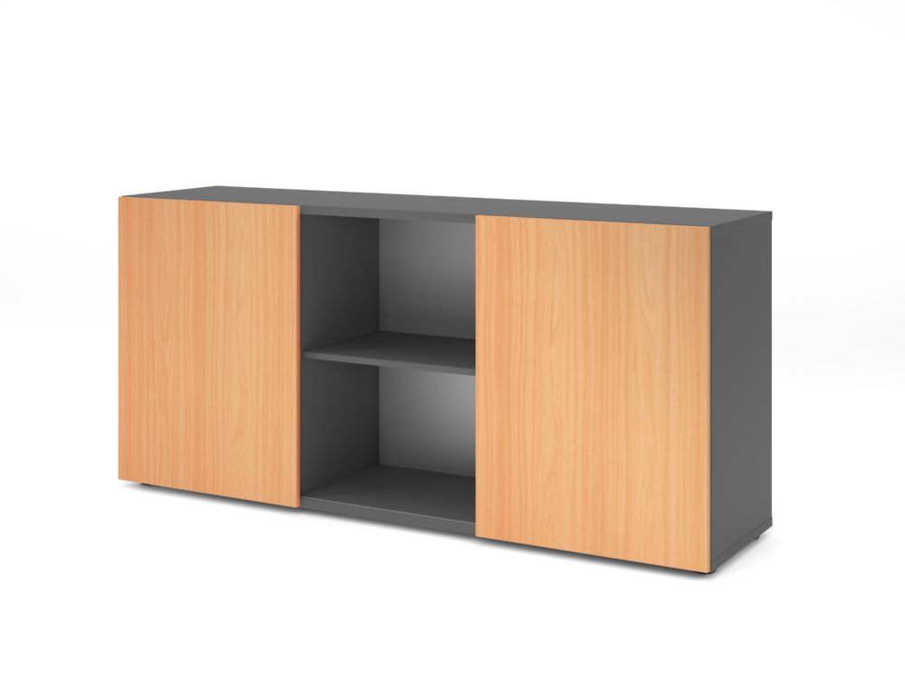 Produktbild Hammerbacher Sideboard 2OH mit Schiebetüren Graphit/Silber