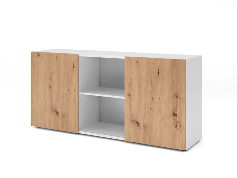 Produktbild Hammerbacher Sideboard 2OH mit Schiebetüren Weiß/Asteiche