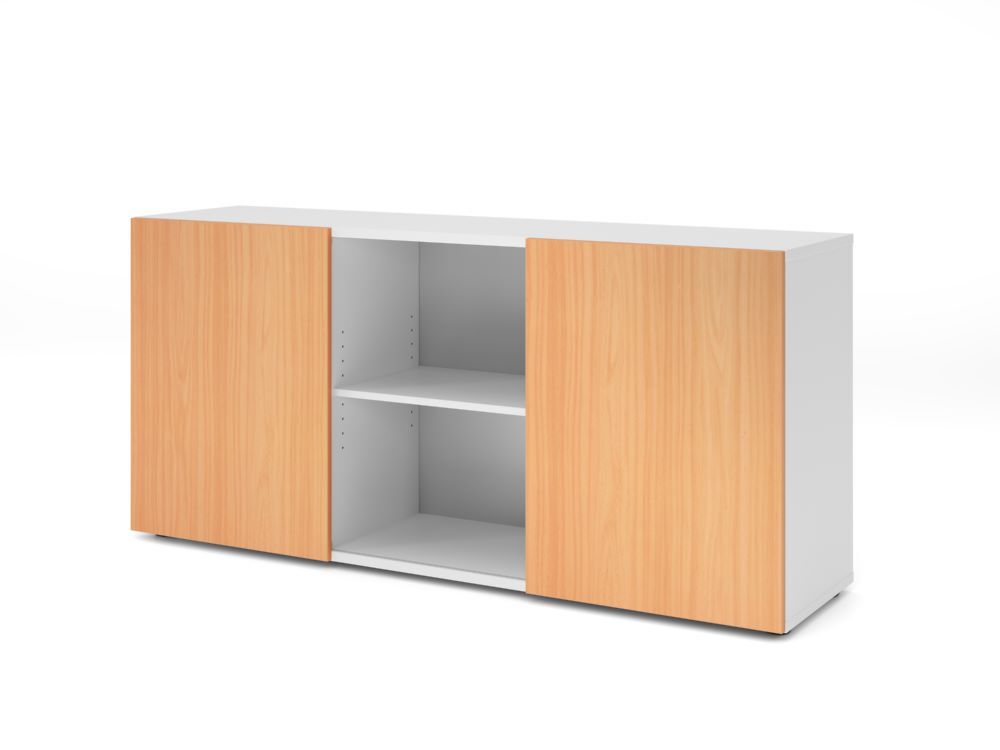 Produktbild Hammerbacher Sideboard 2OH mit Schiebetüren Weiß/Buche