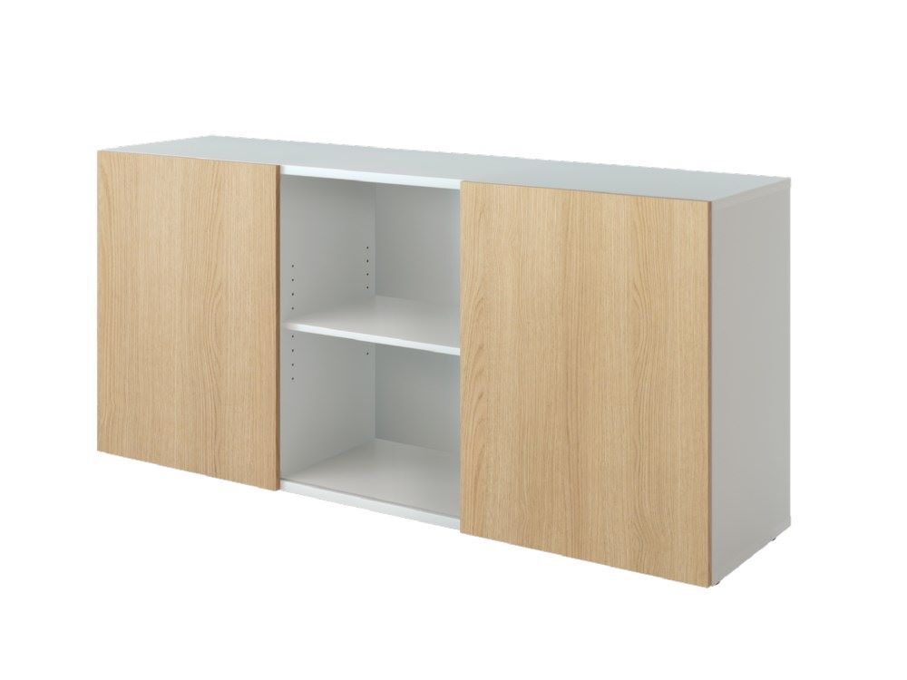 Hammerbacher Sideboard 2 OH mit Schiebetüren B 160 x T 42 x H 74,8 cm Weiß / Eiche Produktbild Hammerbacher Sideboard 2 OH mit Schiebetüren B 160 x T 42 x H 74,8 cm Weiß / Eiche