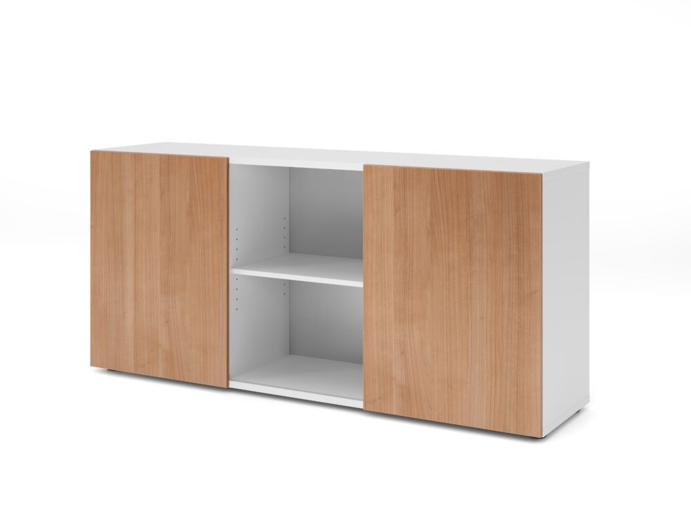 Produktbild Hammerbacher Sideboard 2OH mit Schiebetüren Weiß/Nussbaum