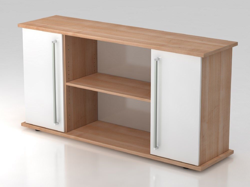 Hammerbacher Sideboard 2 Türen Breite 166 cm CE in Nussbaum / Weiß Produktbild Hammerbacher Sideboard 2 Türen Breite 166 cm CE in Nussbaum / Weiß