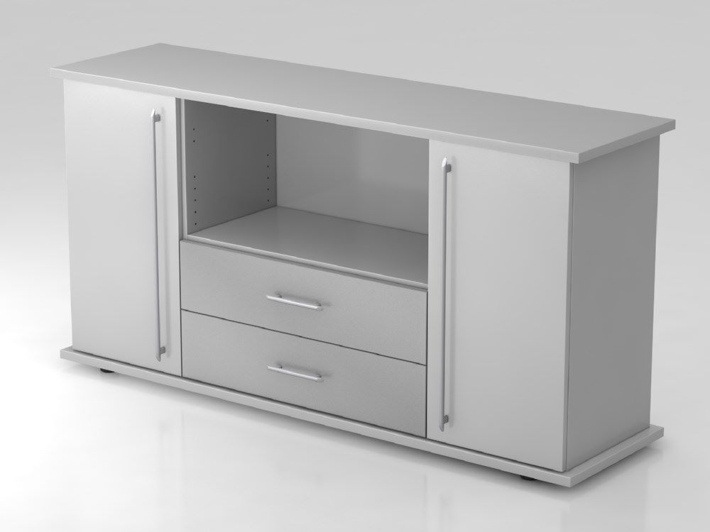 Hammerbacher Sideboard 2 Türen 2 Schubkasten RE Grau Breite 166 cm Produktbild Hammerbacher Sideboard 2 Türen 2 Schubkasten RE Grau Breite 166 cm