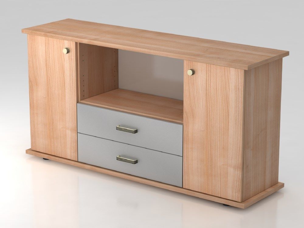 Hammerbacher Sideboard 2 Türen 2 Schubkasten SG Nussbaum B 166,1 x T 44,8 x H 84 cm Produktbild Hammerbacher Sideboard 2 Türen 2 Schubkasten SG Nussbaum B 166,1 x T 44,8 x H 84 cm