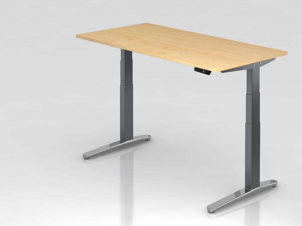 Hammerbacher Sitz-Steh-Schreibtisch XBHM16 160 x 80 cm Ahorn Platte 25 mm Produktbild Hammerbacher Sitz-Steh-Schreibtisch XBHM16 160 x 80 cm Ahorn Platte 25 mm