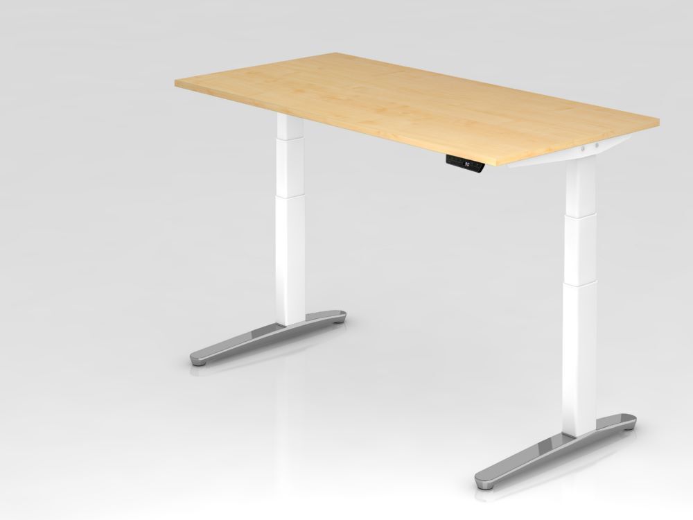 Hammerbacher Sitz-Steh-Schreibtisch XBHM16 elektrisch 160 x 80 cm Ahorn Weiß Produktbild Hammerbacher Sitz-Steh-Schreibtisch XBHM16 elektrisch 160 x 80 cm Ahorn Weiß