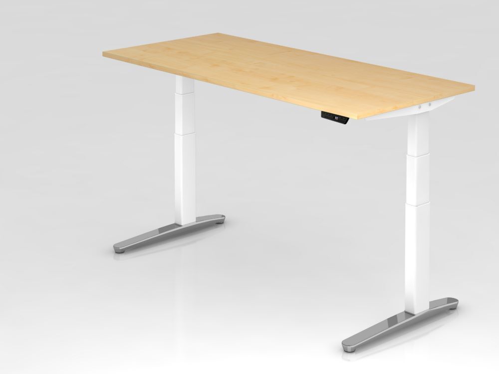 Hammerbacher Sitz-Steh-Schreibtisch Arbeitshöhe 65 - 130 cm 180 x 80 cm Ahorn Weiß Produktbild Hammerbacher Sitz-Steh-Schreibtisch Arbeitshöhe 65 - 130 cm 180 x 80 cm Ahorn Weiß