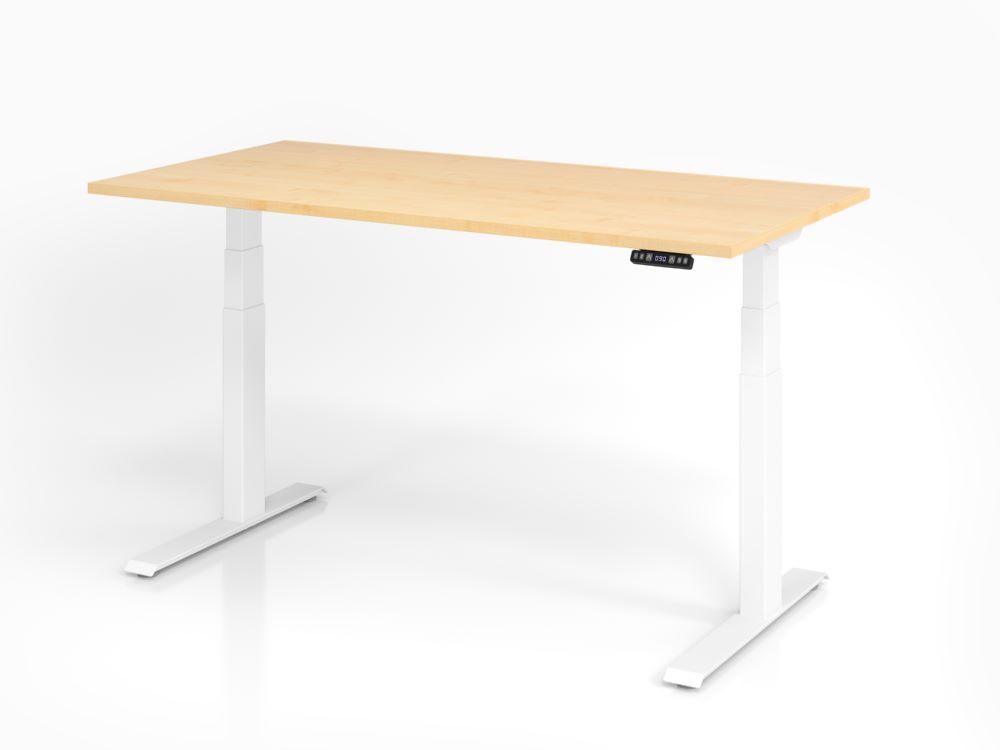 Hammerbacher Sitz Steh-Schreibtisch XDKB16 160 x 80 cm Ahorn / Weiß Platte 25 mm Produktbild Hammerbacher Sitz Steh-Schreibtisch XDKB16 160 x 80 cm Ahorn / Weiß Platte 25 mm