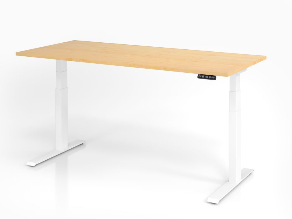 Hammerbacher Sitz Steh Schreibtisch 180 x 80 cm Ahorn / Weiß Höhe 64 - 129 cm Produktbild Hammerbacher Sitz Steh Schreibtisch 180 x 80 cm Ahorn / Weiß Höhe 64 - 129 cm