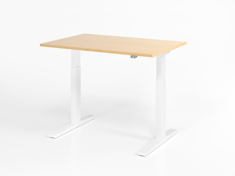 Hammerbacher Sitz Steh Schreibtisch XMKA12 120 x 80 cm Ahorn Weiß elektrisch höhenverstellbar Produktbild Hammerbacher Sitz Steh Schreibtisch XMKA12 120 x 80 cm Ahorn Weiß elektrisch höhenverstellbar