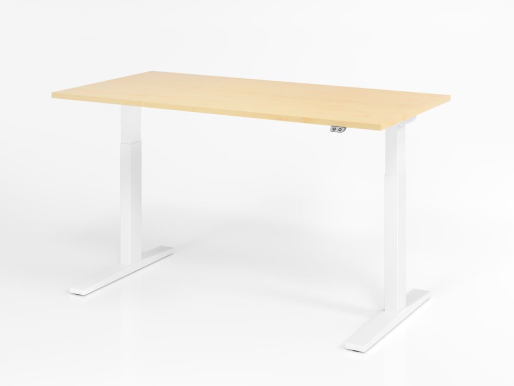 Hammerbacher Sitz Steh Schreibtisch 160 x 80 cm Ahorn höhenverstellbar Höhe 70 - 120 cm Produktbild Hammerbacher Sitz Steh Schreibtisch 160 x 80 cm Ahorn höhenverstellbar Höhe 70 - 120 cm