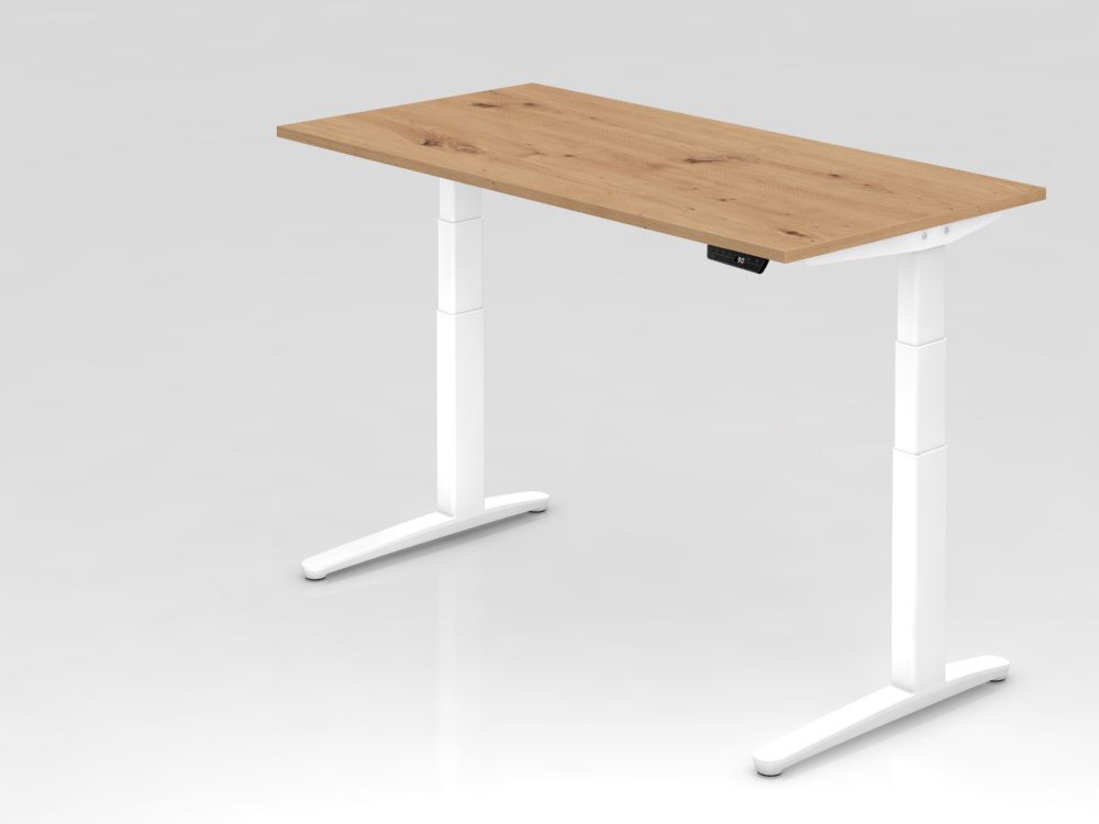 Hammerbacher Sitz-Steh-Schreibtisch 160 x 80 cm Platte Asteiche 25 mm  Produktbild Hammerbacher Sitz-Steh-Schreibtisch 160 x 80 cm Platte Asteiche 25 mm