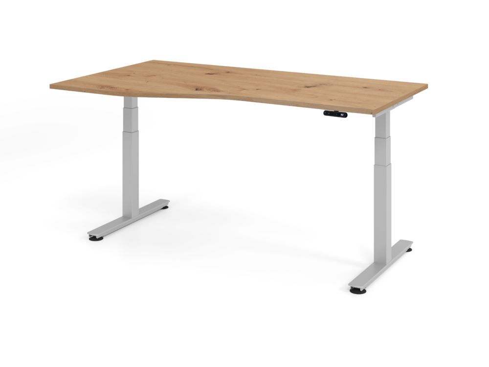Produktbild Hammerbacher Sitz Steh Schreibtisch elektrisch 180x100/80cm Asteiche/Silber