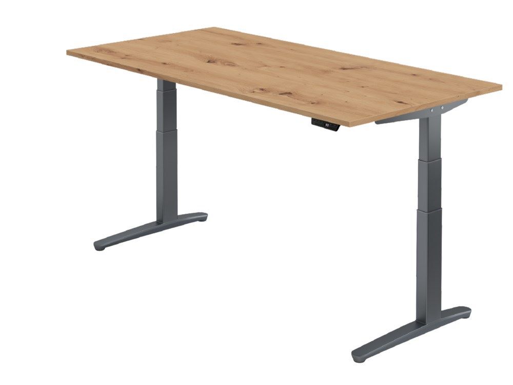 Hammerbacher Sitz-Steh-Schreibtisch 200 x 100 cm Asteiche / Graphit Arbeitshöhe 65 - 130 cm Produktbild Hammerbacher Sitz-Steh-Schreibtisch 200 x 100 cm Asteiche / Graphit Arbeitshöhe 65 - 130 cm