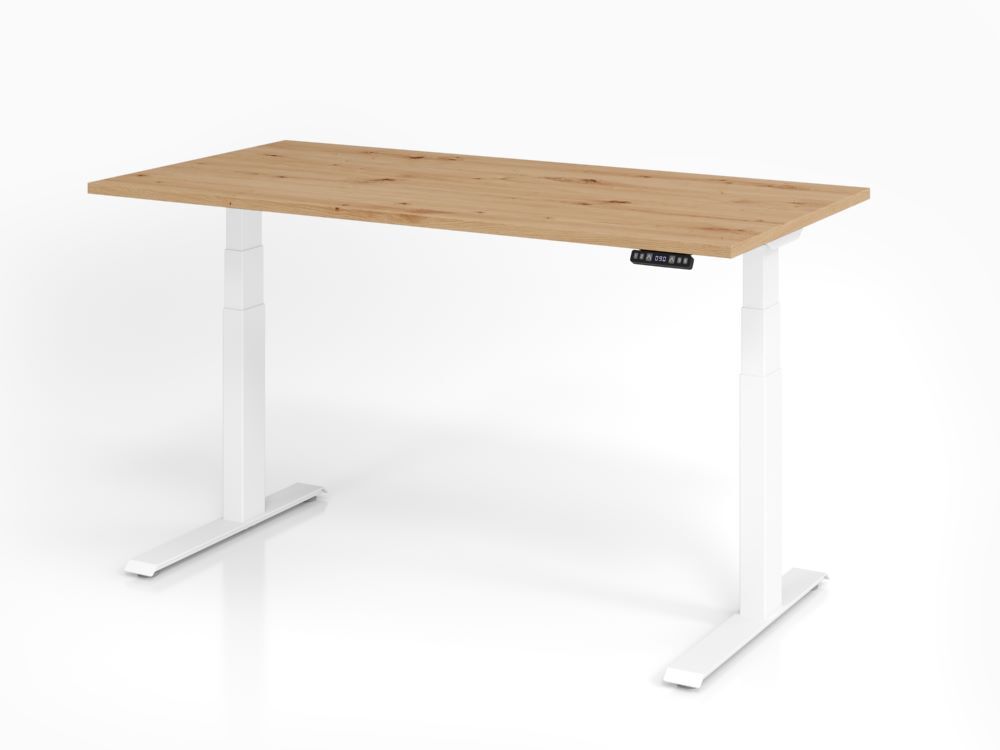 Hammerbacher Sitz Steh Schreibtisch XDKB16 160 x 80 cm Asteiche C-Fuß Gestell in Weiß Produktbild Hammerbacher Sitz Steh Schreibtisch XDKB16 160 x 80 cm Asteiche C-Fuß Gestell in Weiß