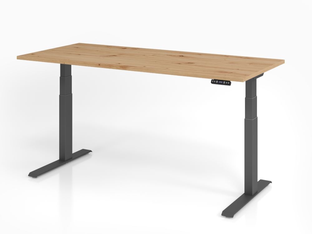 Hammerbacher Sitz Steh Schreibtisch 180 x 80 cm Asteiche Platte 25 mm Produktbild Hammerbacher Sitz Steh Schreibtisch 180 x 80 cm Asteiche Platte 25 mm
