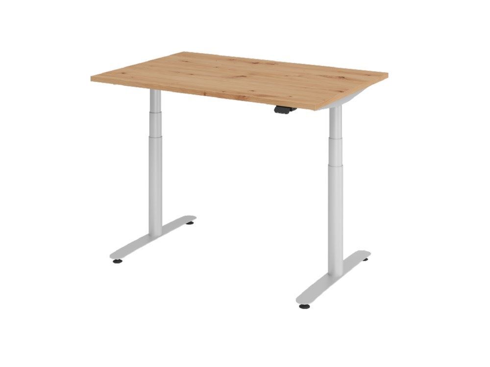 Hammerbacher Sitz-Steh-Schreibtisch 120 x 80 cm Asteiche Elektroantrieb 2 stufig Produktbild Hammerbacher Sitz-Steh-Schreibtisch 120 x 80 cm Asteiche Elektroantrieb 2 stufig