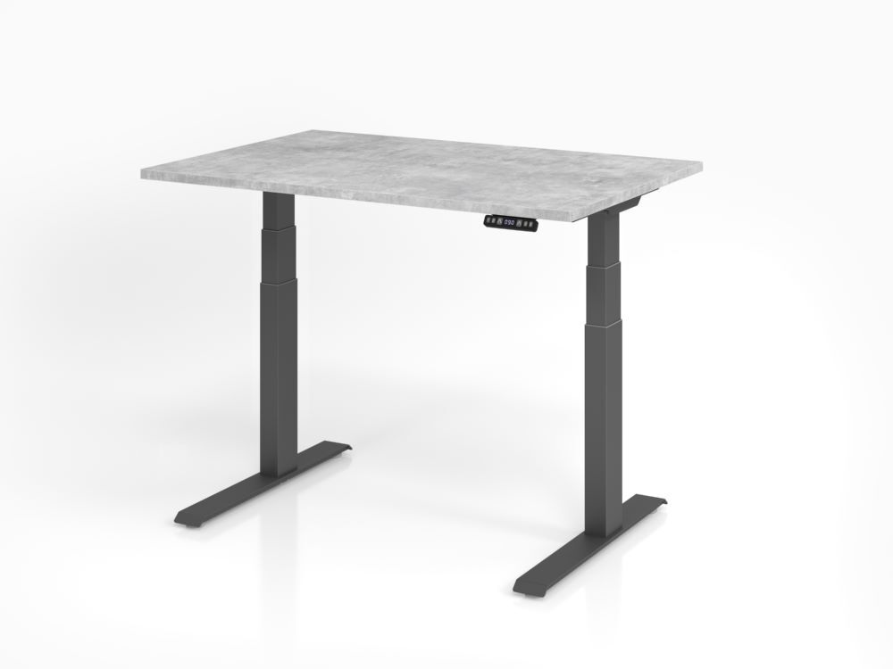 Hammerbacher Sitz Steh-Schreibtisch XDKB12 120 x 80 cm Beton 25 mm höhenverstellbar Produktbild Hammerbacher Sitz Steh-Schreibtisch XDKB12 120 x 80 cm Beton 25 mm höhenverstellbar