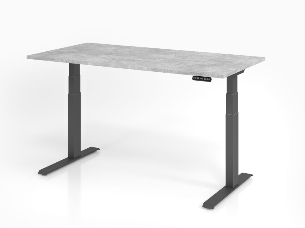 Hammerbacher Sitz-Steh-Schreibtisch 160 x 80 cm Betonplatte 25 mm C-Fuß Graphit Produktbild Hammerbacher Sitz-Steh-Schreibtisch 160 x 80 cm Betonplatte 25 mm C-Fuß Graphit