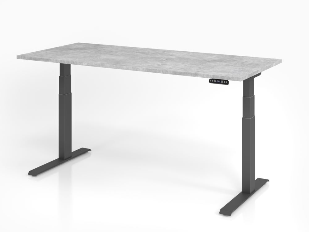Hammerbacher Sitz Steh Schreibtisch Elektroantrieb 180 x 80 cm Beton C-Fuß Gestell Graphit Produktbild Hammerbacher Sitz Steh Schreibtisch Elektroantrieb 180 x 80 cm Beton C-Fuß Gestell Graphit