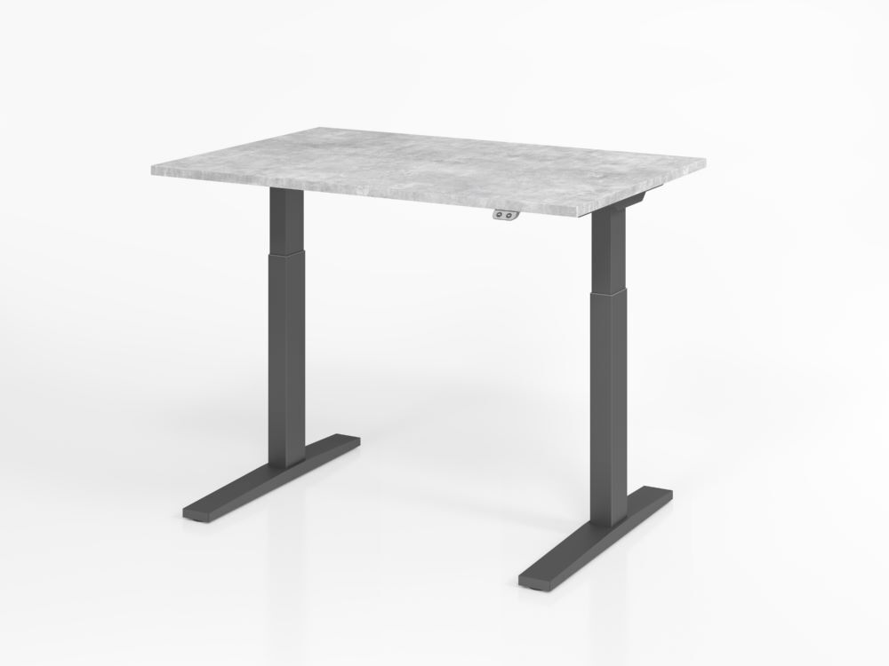 Hammerbacher Sitz StehS chreibtisch XMKA12 120 x 80 cm Beton Arbeitshöhe 70 - 120 cm Produktbild Hammerbacher Sitz StehS chreibtisch XMKA12 120 x 80 cm Beton Arbeitshöhe 70 - 120 cm