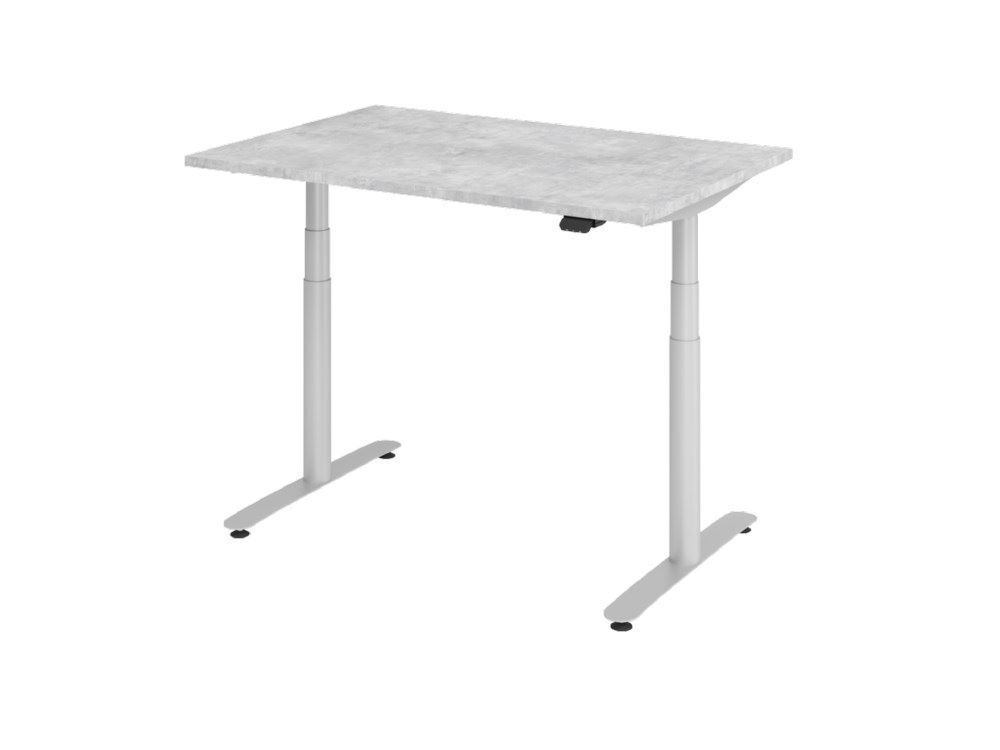 Hammerbacher Sitz-Steh-Schreibtisch 120 x 80 cm Beton Produktbild Hammerbacher Sitz-Steh-Schreibtisch 120 x 80 cm Beton