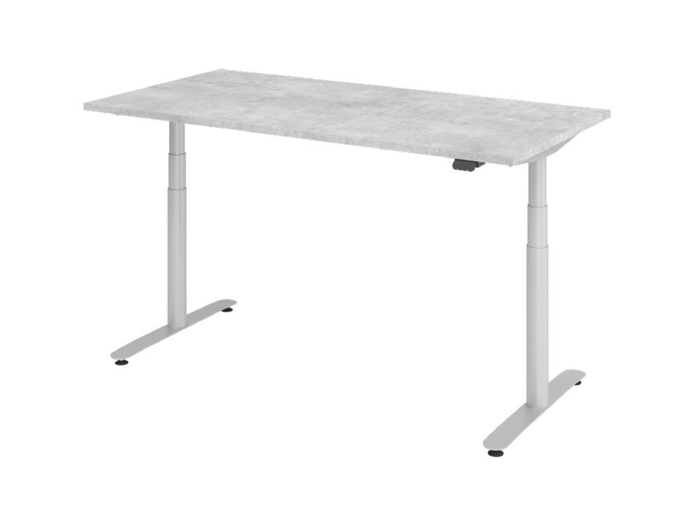 Hammerbacher Sitz-Steh-Schreibtisch 160 x 80 cm Beton Elektroantrieb 2-stufig Produktbild Hammerbacher Sitz-Steh-Schreibtisch 160 x 80 cm Beton Elektroantrieb 2-stufig