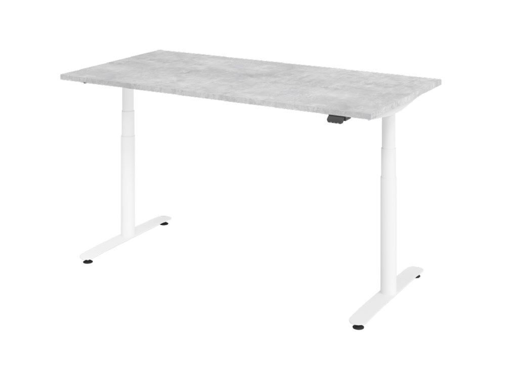 Hammerbacher XDLR16 Sitz-Steh-Schreibtisch 160 x 80 cm Beton T-Fuß in Weiß Produktbild Hammerbacher XDLR16 Sitz-Steh-Schreibtisch 160 x 80 cm Beton T-Fuß in Weiß