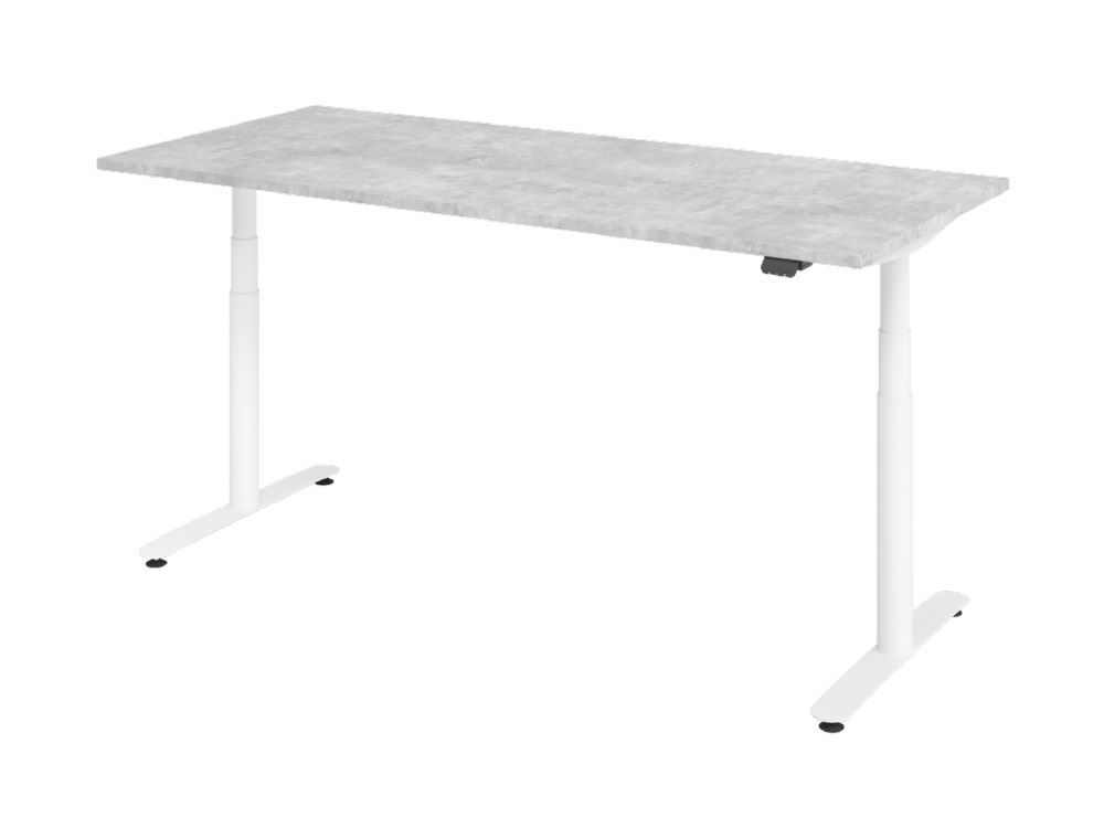 Hammerbacher Sitz-Steh-Schreibtisch Elektroantrieb 2 stufig 180 x 80 cm Beton T-Fuß in Weiß Produktbild Hammerbacher Sitz-Steh-Schreibtisch Elektroantrieb 2 stufig 180 x 80 cm Beton T-Fuß in Weiß