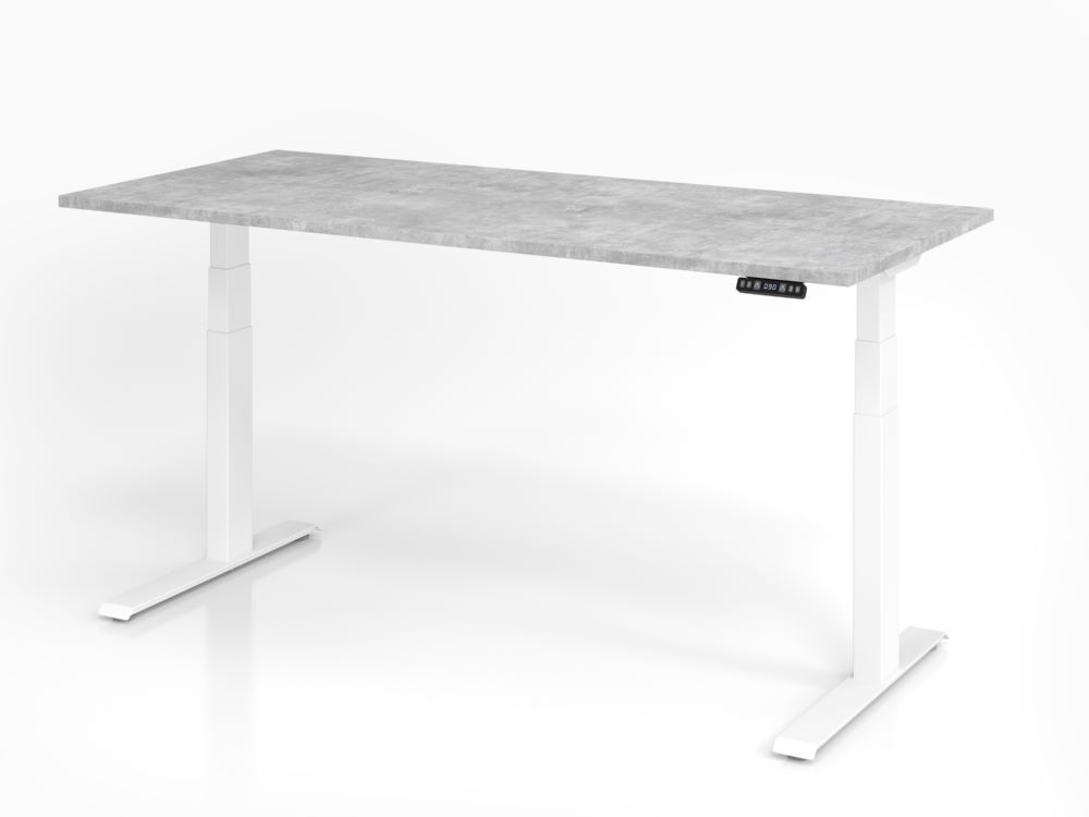Hammerbacher Sitz Steh Schreibtisch XDKB19 180 x 80 cm Beton / Weiß Höhe 64 - 129 cm Produktbild Hammerbacher Sitz Steh Schreibtisch XDKB19 180 x 80 cm Beton / Weiß Höhe 64 - 129 cm