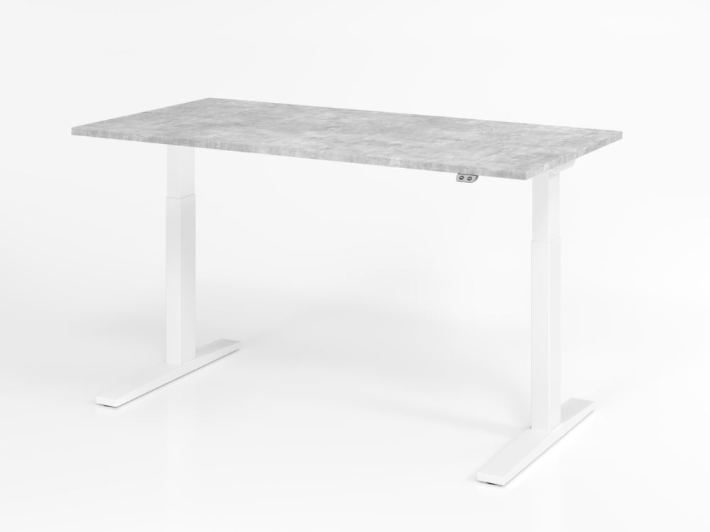 Hammerbacher Sitz-Steh-Schreibtisch Elektroantrieb 1-stufig 160 x 80 cm Beton / Weiß Produktbild Hammerbacher Sitz-Steh-Schreibtisch Elektroantrieb 1-stufig 160 x 80 cm Beton / Weiß