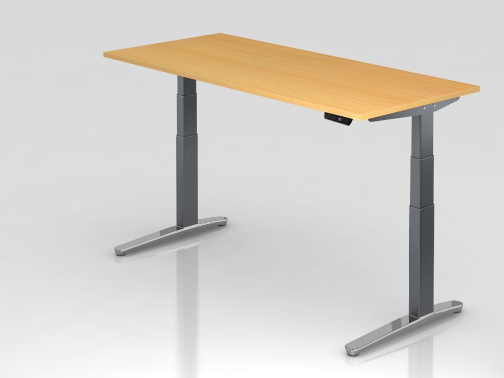 Hammerbacher Sitz-Steh-Schreibtisch Arbeitshöhe 65 - 130 cm höhenverstellbar 180 x 80 cm Produktbild Hammerbacher Sitz-Steh-Schreibtisch Arbeitshöhe 65 - 130 cm höhenverstellbar 180 x 80 cm