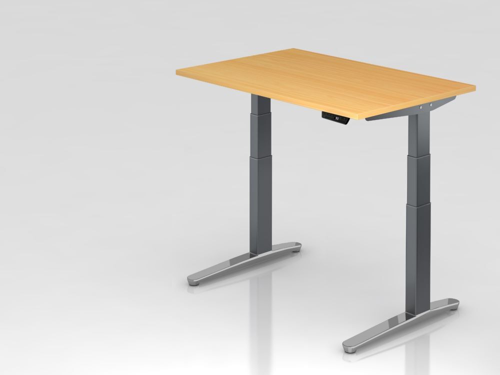 Hammerbacher Sitz-Steh-Schreibtisch XBHM12 120 x 80 cm Buche Platte 25 mm Produktbild Hammerbacher Sitz-Steh-Schreibtisch XBHM12 120 x 80 cm Buche Platte 25 mm