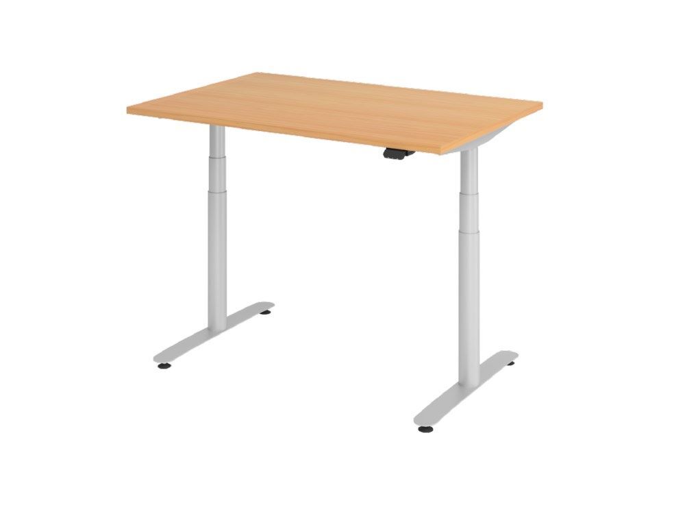 Hammerbacher Sitz-Steh-Schreibtisch 120 x 80 cm Buche Elektroantrieb 2 stufig Produktbild Hammerbacher Sitz-Steh-Schreibtisch 120 x 80 cm Buche Elektroantrieb 2 stufig