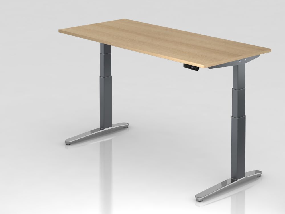 Hammerbacher Sitz-Steh-Schreibtisch 180 x 80 cm Eiche Arbeitshöhe 65 - 130 cm Produktbild Hammerbacher Sitz-Steh-Schreibtisch 180 x 80 cm Eiche Arbeitshöhe 65 - 130 cm