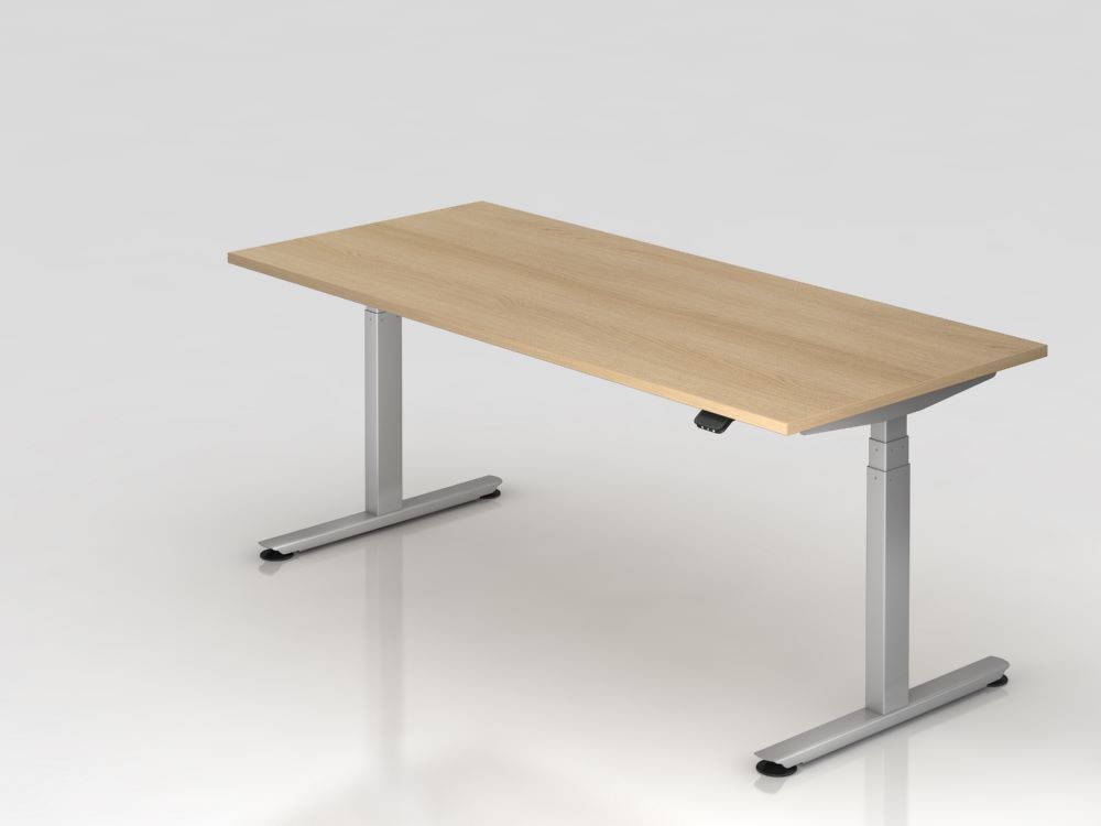 Hammerbacher Sitz Steh Schreibtisch elektrisch 180 x 80 cm Eiche Höhe 63 - 127 cm Produktbild Hammerbacher Sitz Steh Schreibtisch elektrisch 180 x 80 cm Eiche Höhe 63 - 127 cm