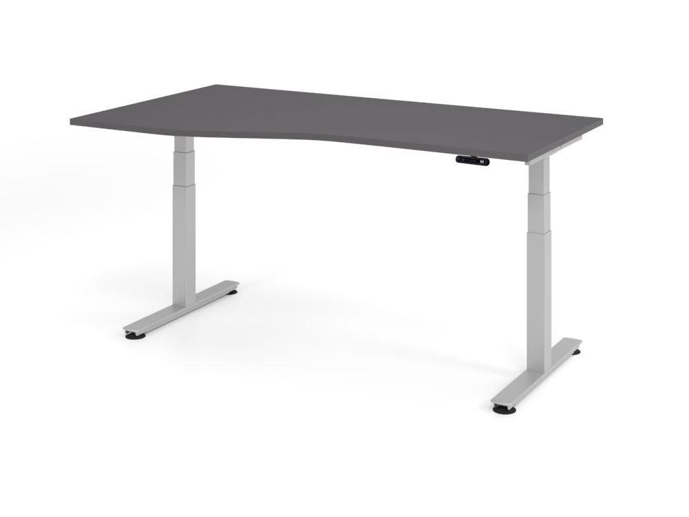 Produktbild Hammerbacher Sitz Steh Schreibtisch elektrisch 180x100/80cm Graphit/Silber
