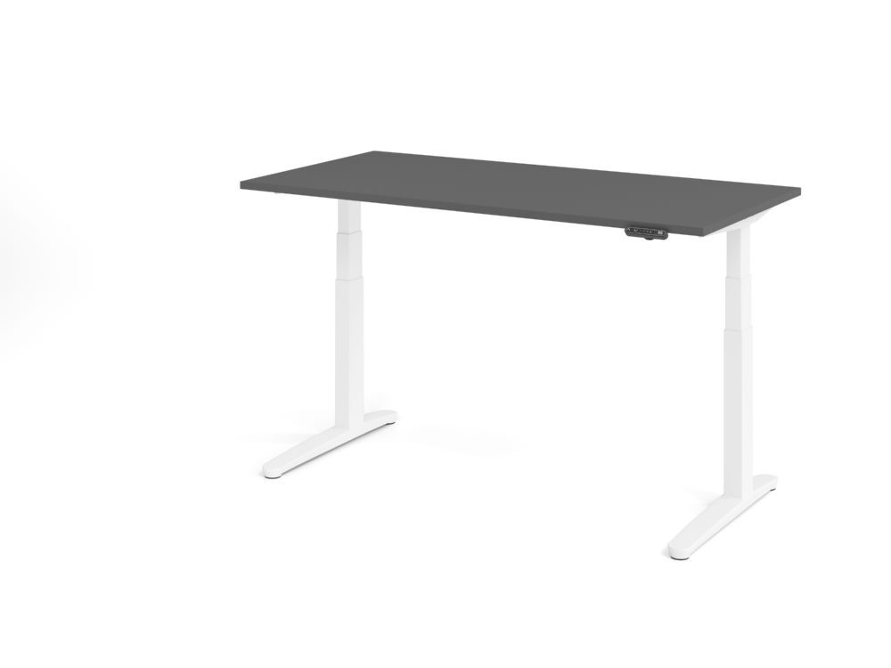 Produktbild Hammerbacher Sitz Steh Schreibtisch elektrisch 160x80cm Graphit/Weiß