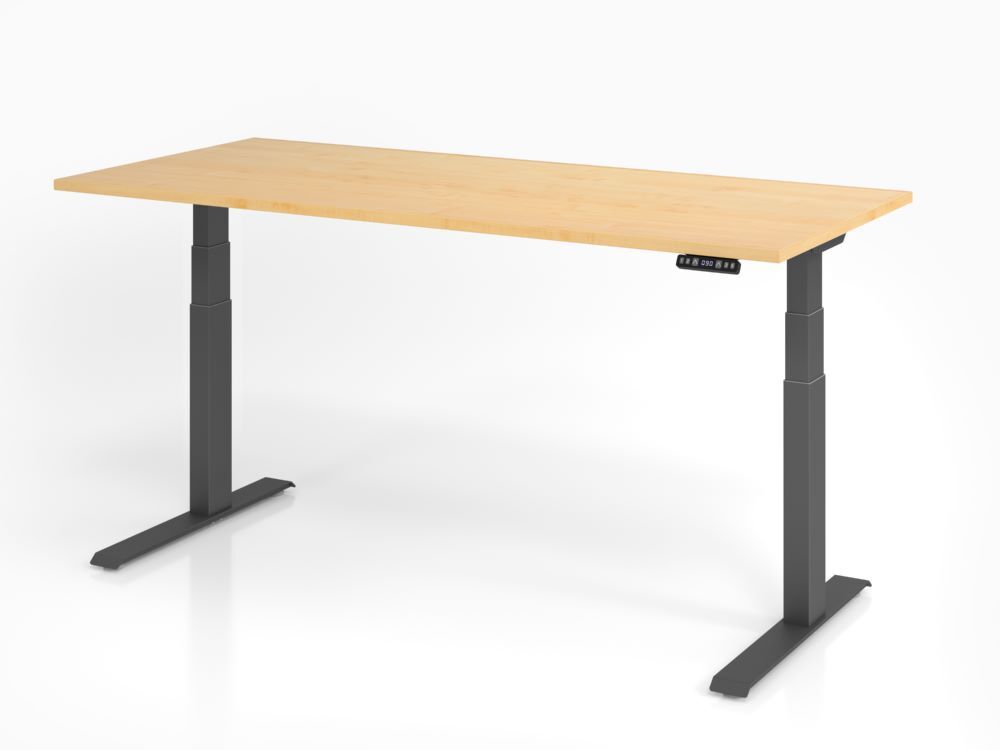 Hammerbacher Sitz Steh Schreibtisch XDKB19 180 x 80 cm Graphit 25 mm höhenverstellbar Produktbild Hammerbacher Sitz Steh Schreibtisch XDKB19 180 x 80 cm Graphit 25 mm höhenverstellbar